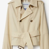 Cropped Cotton Blend Trench Jacket in Alpine - Women, Tropical Gabardine | Burberry® Official