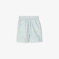 Daisy Cotton Poplin Shorts in Misty blue | Burberry® Official