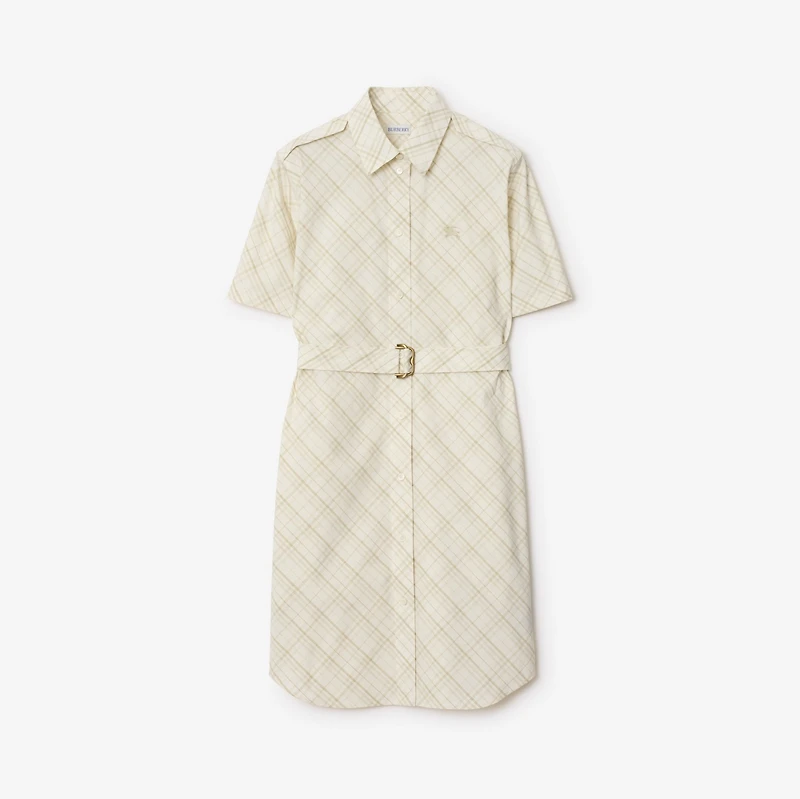 Check Cotton Shirt Dress in Magnolia - Women | Burberry® Official