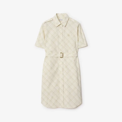 Check Cotton Shirt Dress in Magnolia - Women | Burberry® Official