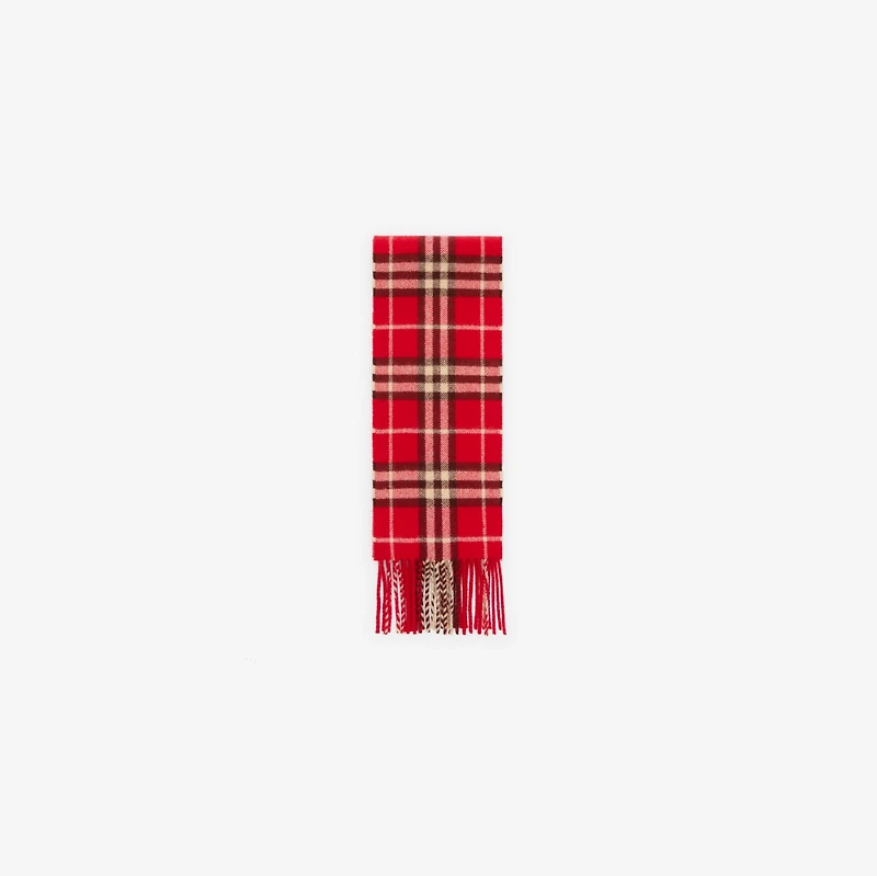 Narrow Check Cashmere Scarf in Crayon red | Burberry® Official