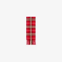Narrow Check Cashmere Scarf in Crayon red | Burberry® Official