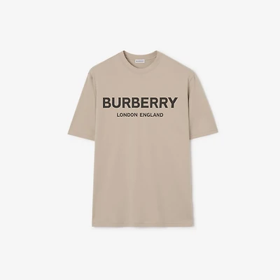 Logo Cotton T-shirt in Lichen beige - Men | Burberry® Official