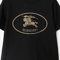 Knight Stamp Cotton T-shirt in Black - Women | Burberry® Official