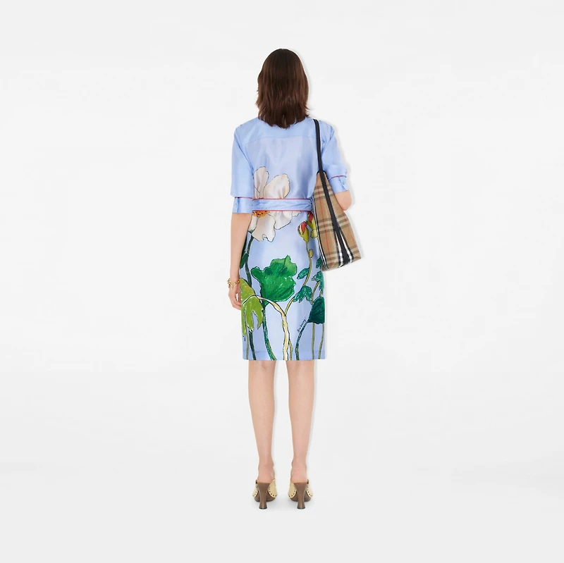 Highgrove Honeybee Silk Shirt Dress in Blue - Women | Burberry® Official