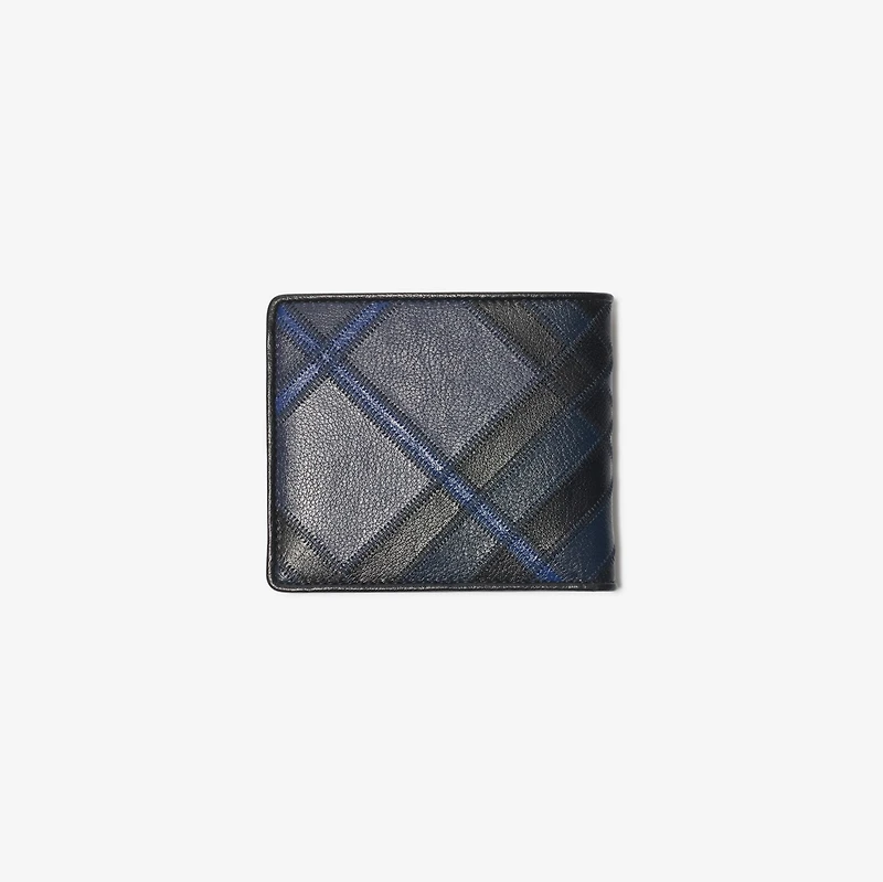 Check Intarsia Bifold Wallet in Storm blue - Men | Burberry® Official