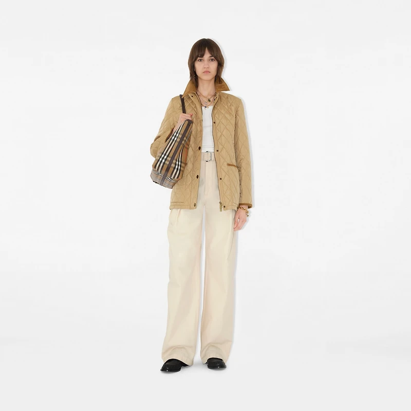 Quilted Nylon Barn Jacket in Flax/sand - Women | Burberry® Official