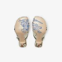 Leather Peep Sandals in Serpent - Women | Burberry® Official
