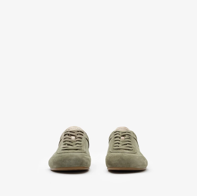 Suede Knight Runner Sneakers​ in Airforce green/tawny beige - Men | Burberry® Official