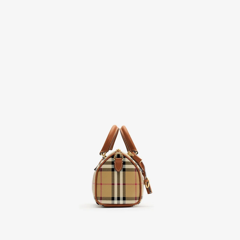 Mini Check Bowling Bag in Briar brown - Women | Burberry® Official