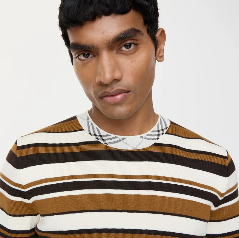 Striped Wool Blend T-shirt in Brown - Men | Burberry® Official