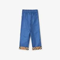 Check Turn-up Cotton Trousers in Warm cornflower blue | Burberry® Official