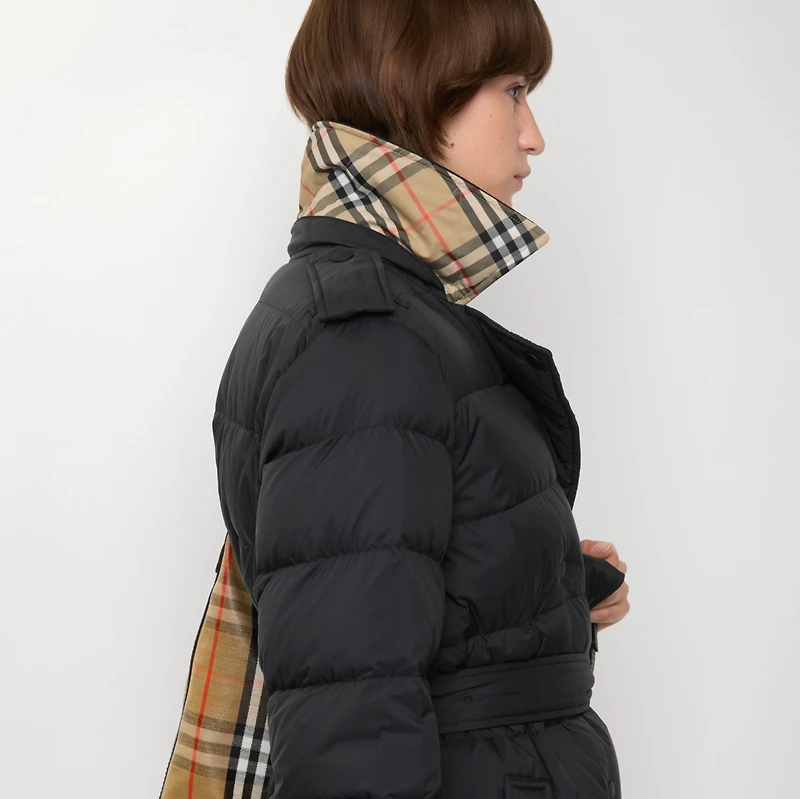 Short Nylon Hooded Puffer Coat in Black - Women | Burberry® Official