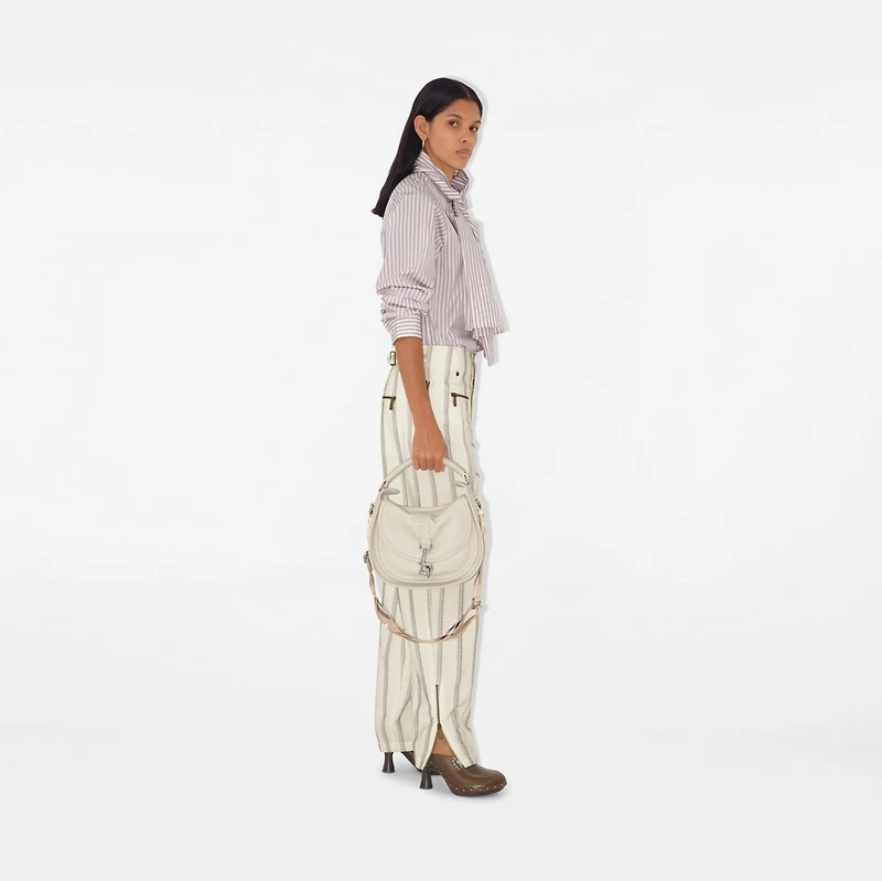 Striped Silk Blend Tailored Trousers in White/black - Women | Burberry® Official