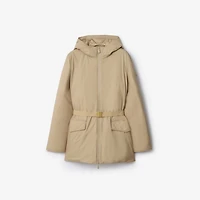 Short Hooded Nylon Coat in Flax beige - Women | Burberry® Official