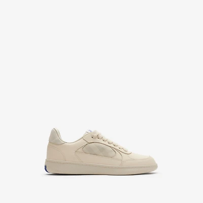 Leather and Check Terrace Sneakers​ in Clam/clam - Women | Burberry® Official
