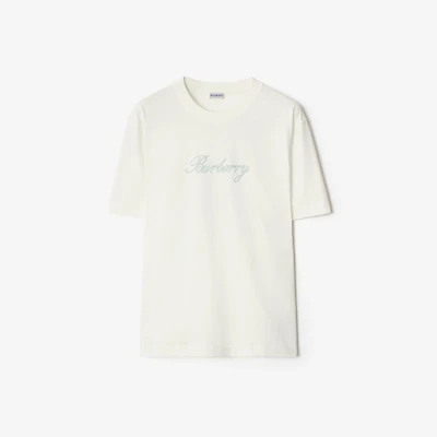 Rain or Shine Cotton T-shirt in Chalk white - Men | Burberry® Official