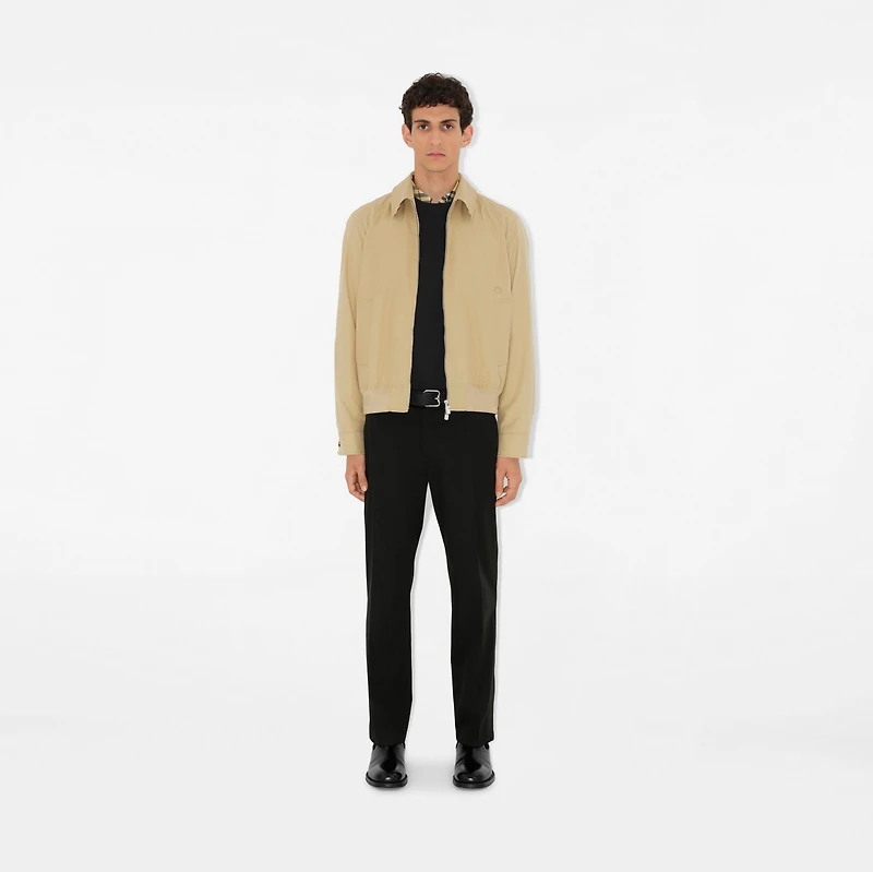 Gabardine Chester Harrington Jacket in Flax beige - Men, Cotton | Burberry® Official