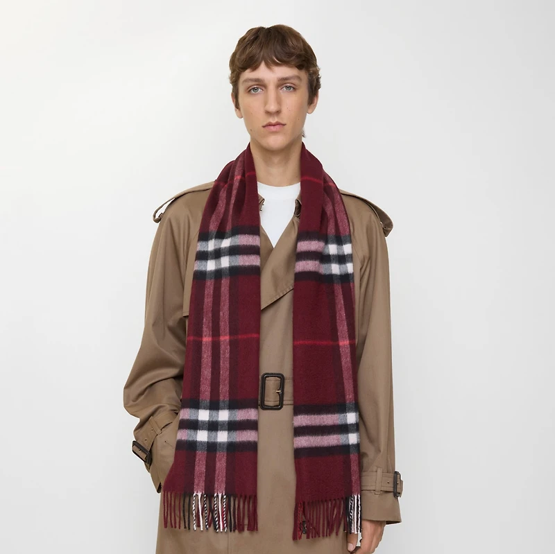 Check Cashmere Scarf in Oxblood | Burberry® Official