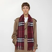 Check Cashmere Scarf in Oxblood | Burberry® Official