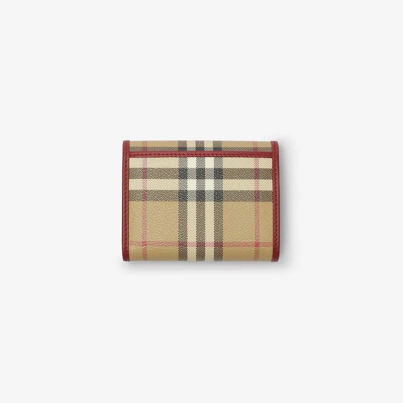 Small Check Folding Wallet in Archive beige/ruby red - Women | Burberry® Official