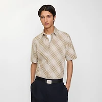 Relaxed Fit Check Cotton Shirt in Stone grey - Men | Burberry® Official