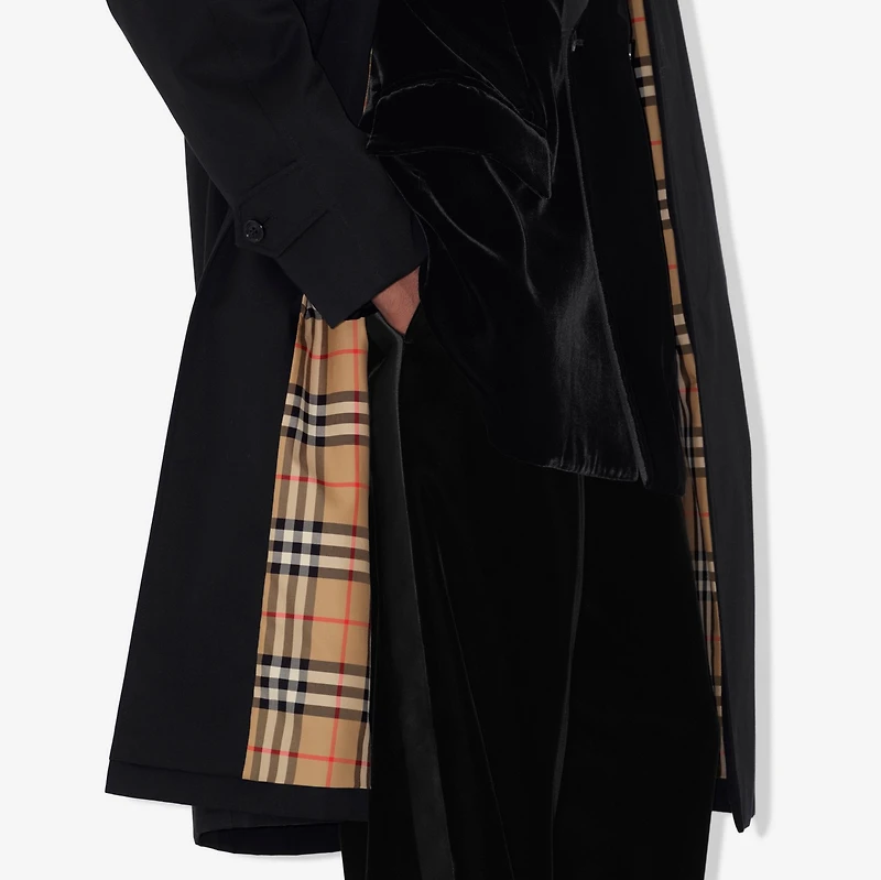 Long Camden Heritage Car Coat in Black - Men, Cotton Gabardine | Burberry® Official