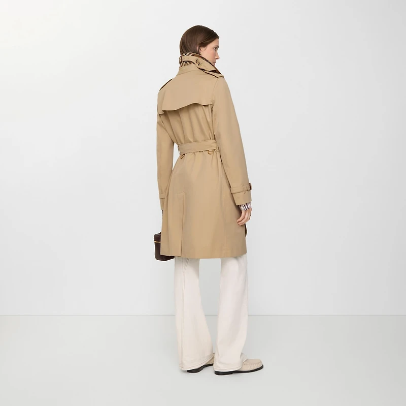 Mid-length Kensington Heritage Trench Coat in Honey beige - Women, Cotton Gabardine | Burberry® Official