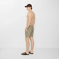 Check Swim Shorts in Glade green - Men, Nylon | Burberry® Official
