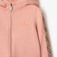 Check Trim Cotton Zip Hoodie in Slipper pink | Burberry® Official