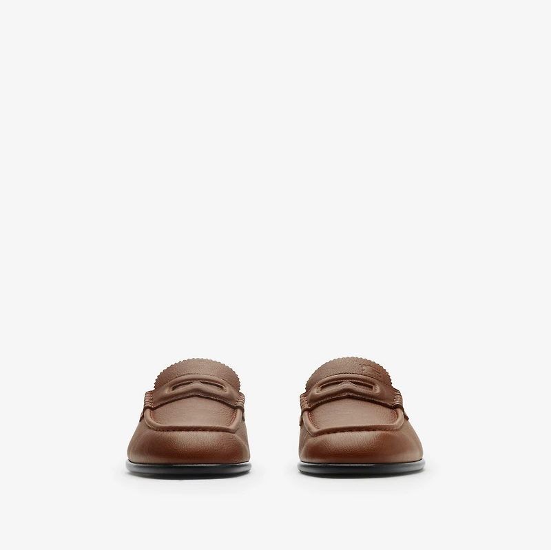 Leather Pearl Loafers in Pinecone - Men | Burberry® Official