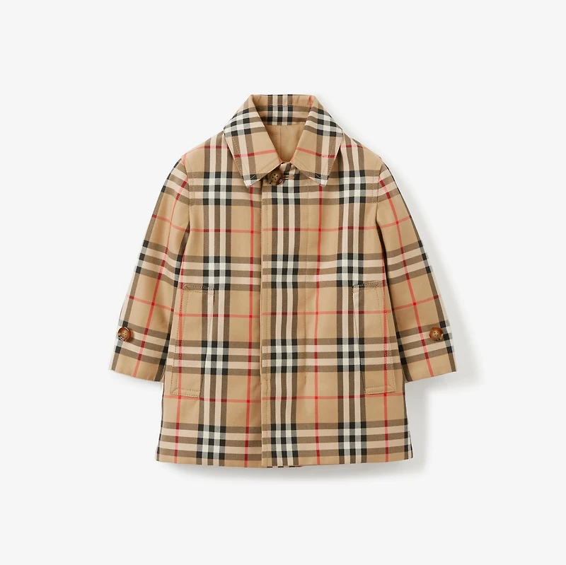 Reversible Check Gabardine Car Coat in Archive beige | Burberry® Official