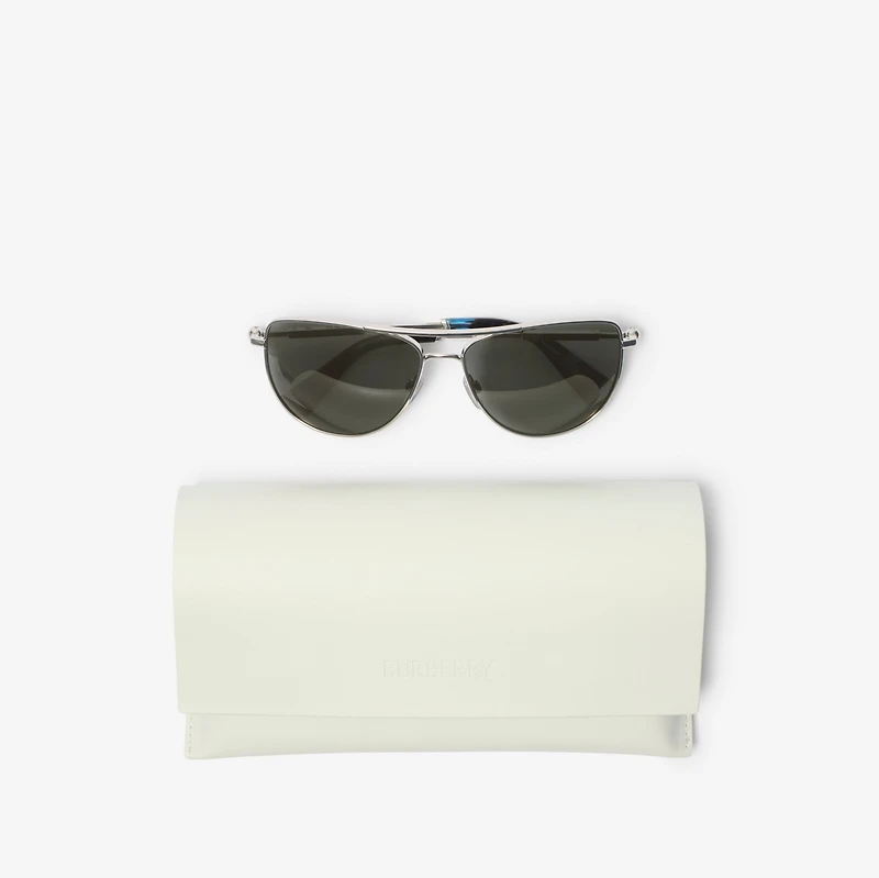 Metal Logo Square Sunglasses in Silver | Burberry® Official