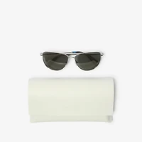 Metal Logo Square Sunglasses in Silver | Burberry® Official