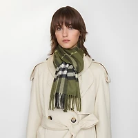 Check Cashmere Scarf in Pea | Burberry® Official
