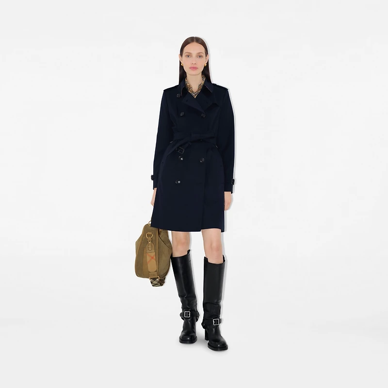 Mid-length Chelsea Heritage Trench Coat in Coal blue - Women, Cotton Gabardine | Burberry® Official