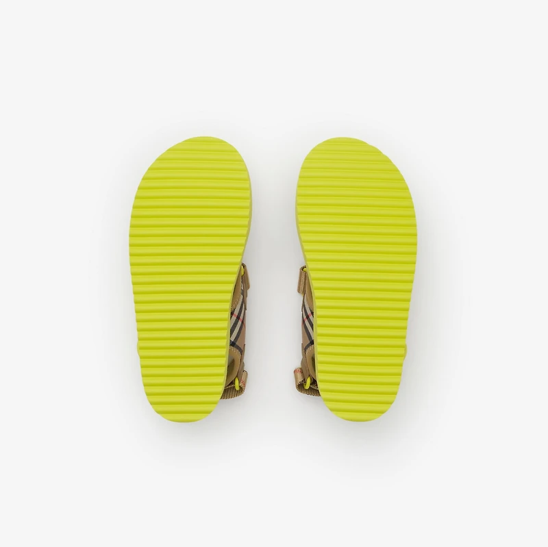 Check Sandals in Sand beige/green