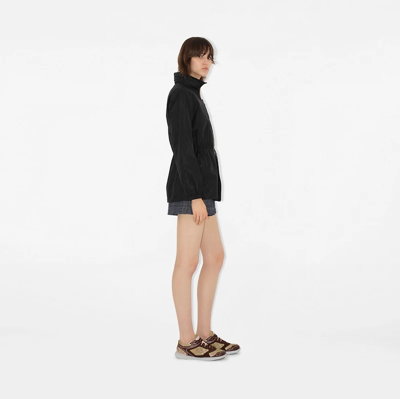 Short Checker-tape Nylon Parka in Black - Women | Burberry® Official