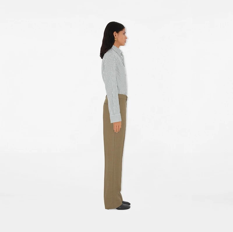 Wool Tailored Trousers in Linden/mountain - Women | Burberry® Official
