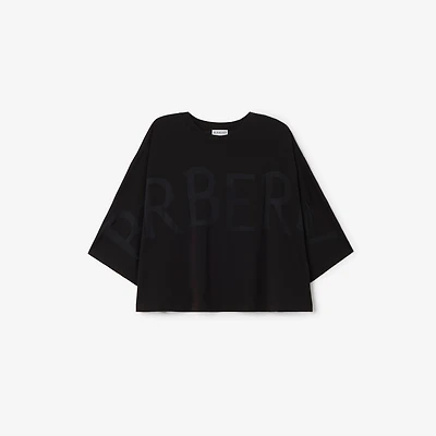 Logo Cotton Blend T-shirt in Black - Women | Burberry® Official