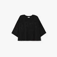 Logo Cotton Blend T-shirt in Black - Women | Burberry® Official