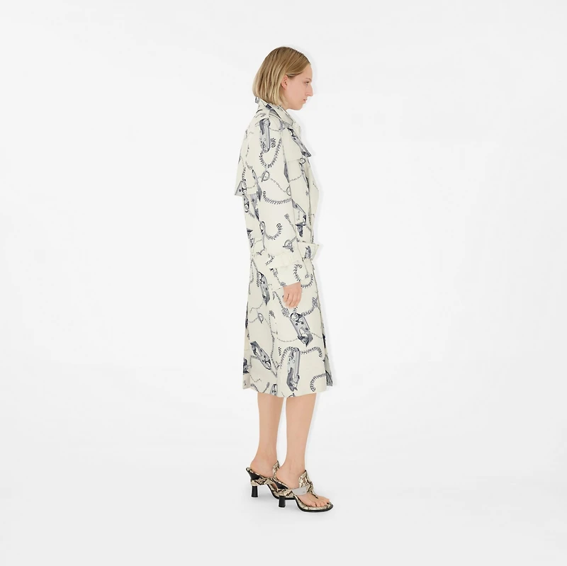 Long Knight Hardware Tricotine Trench Coat in Silver/white - Women | Burberry® Official