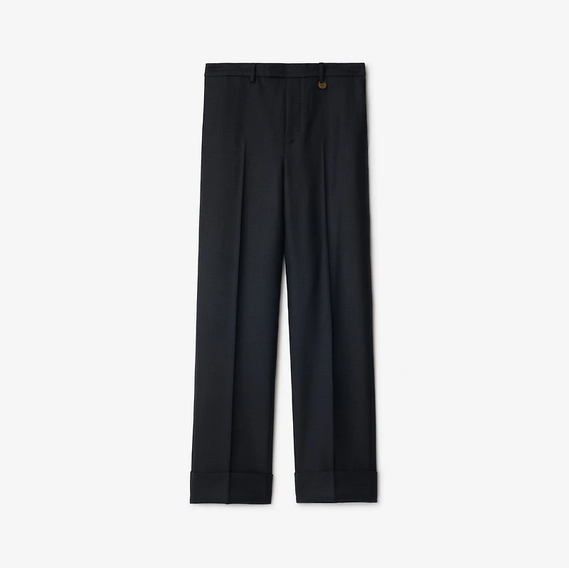 Check Wool Tailored Trousers in Tarmac grey/dark pewter grey - Men | Burberry® Official