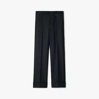 Check Wool Tailored Trousers in Tarmac grey/dark pewter grey - Men | Burberry® Official