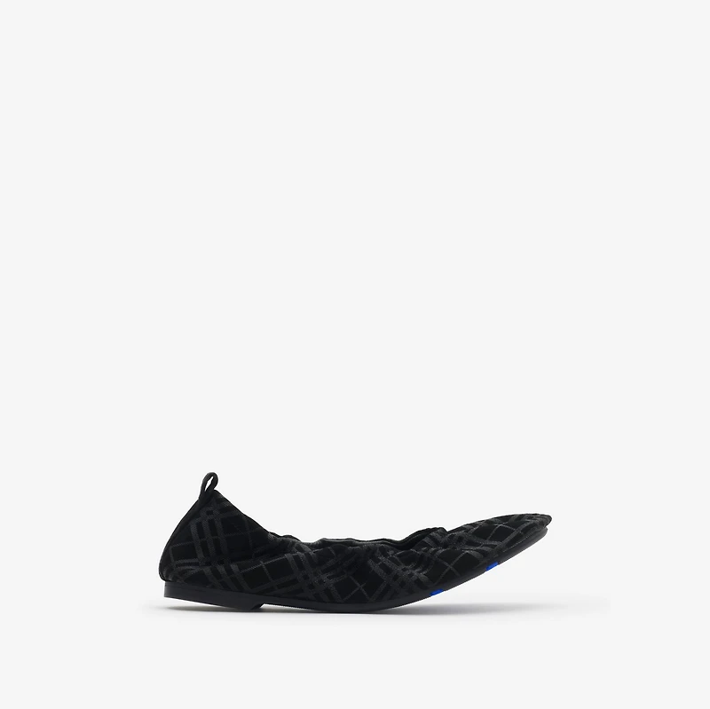 Check Suede Baby Ballerinas​ in Black - Women, Leather | Burberry® Official