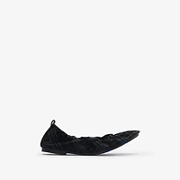 Check Suede Baby Ballerinas​ in Black - Women, Leather | Burberry® Official