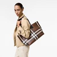 Medium Check Tote in Dark birch brown - Women | Burberry® Official