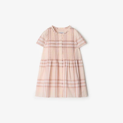 Check Cotton Dress in Shell | Burberry® Official