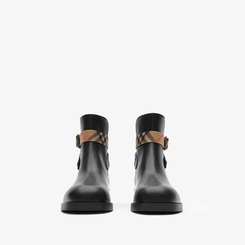 Leather Huntley Boots in Black - Women | Burberry® Official