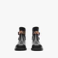 Leather Huntley Boots in Black - Women | Burberry® Official